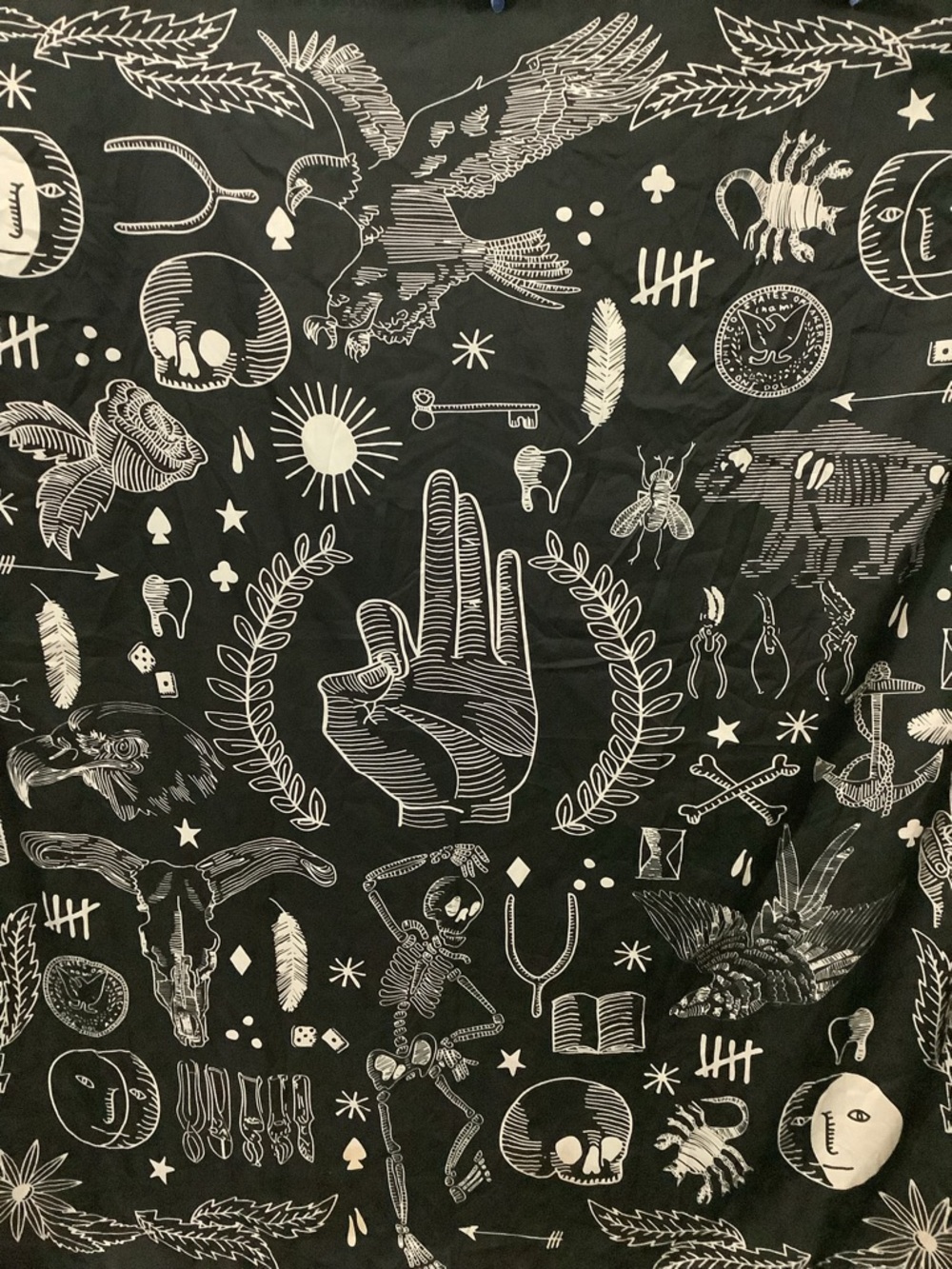 Black & White Occult Graphic Tapestry